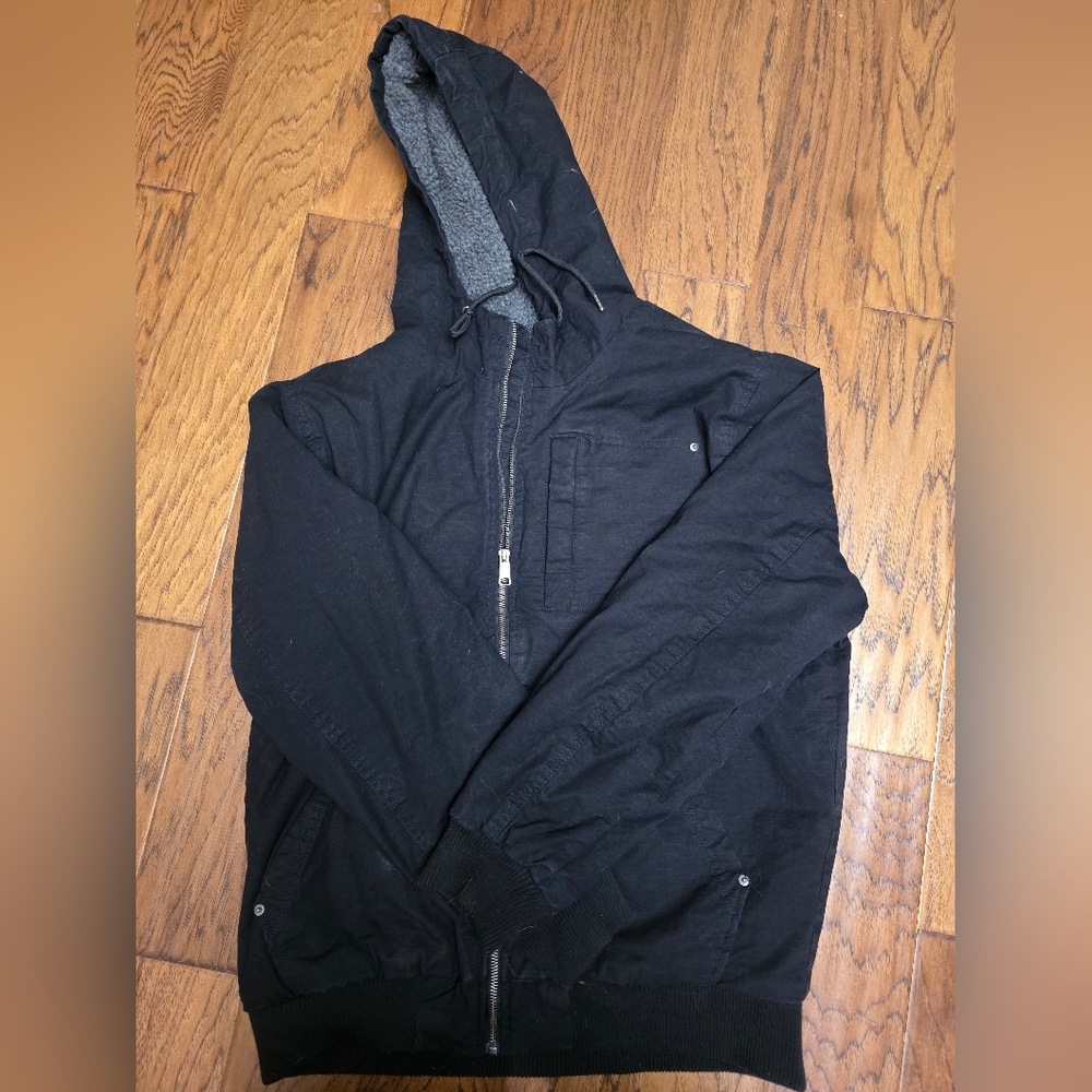 Lee Black Zip-Up Men's Coat Sherpa Lined sz Large